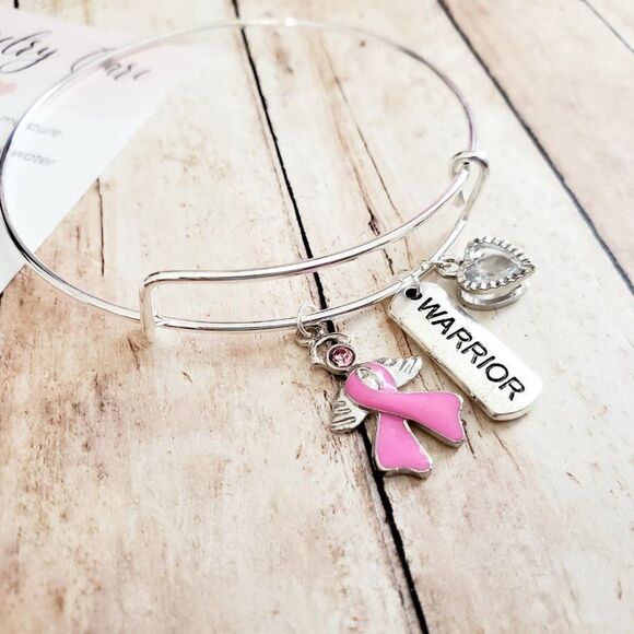 Breast Cancer Awareness Bracelet, Pink Ribbon, Motivational Gift - Picture 9 of 11
